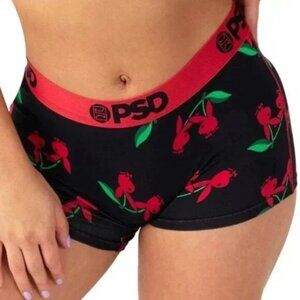 PSD Playboy Bunny Red Cherries Black Boyshorts SMALL Booty Shorts Dance Wear